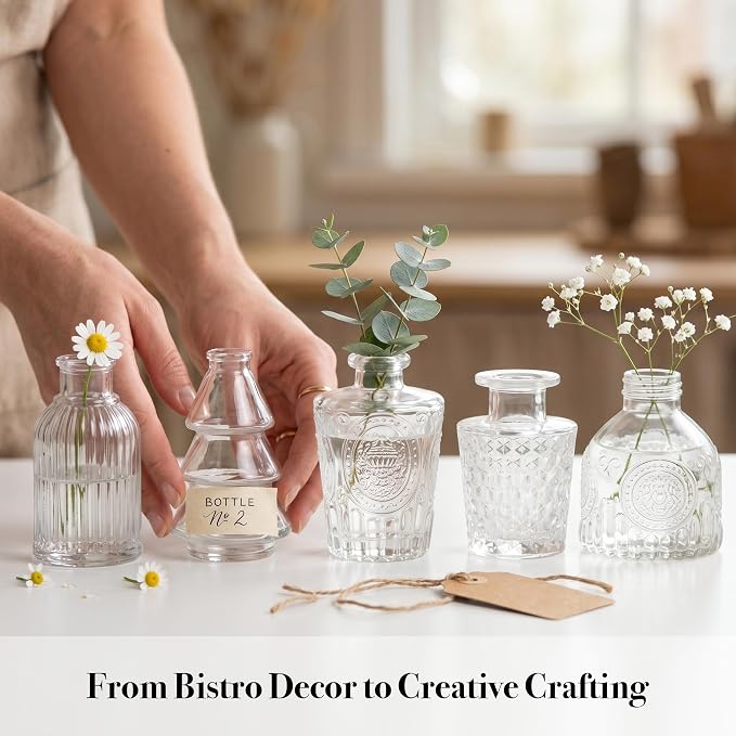 20 Pcs Clear Glass Bud Vases, Small Vintage Bud Vase Set - Image 3
