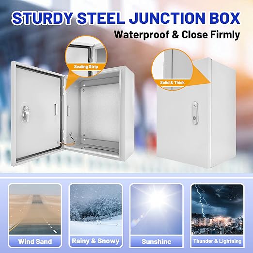Electrical Junction Box 24x20x8, NEMA 4X IP66 Steel Enclosure Box | 1.5mm steel - Image 3
