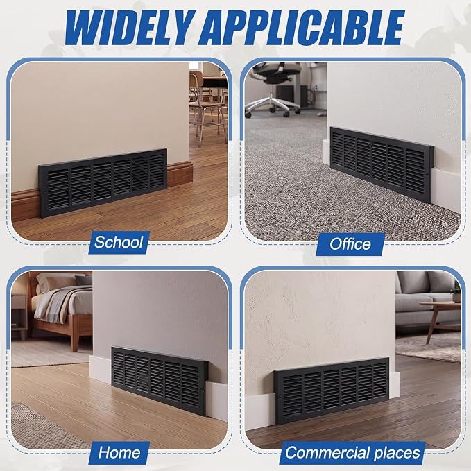 Lewtemi 2 Pack Baseboard Return Air Grille 30" x 6", Steel HVAC Vent Cover - Image 6