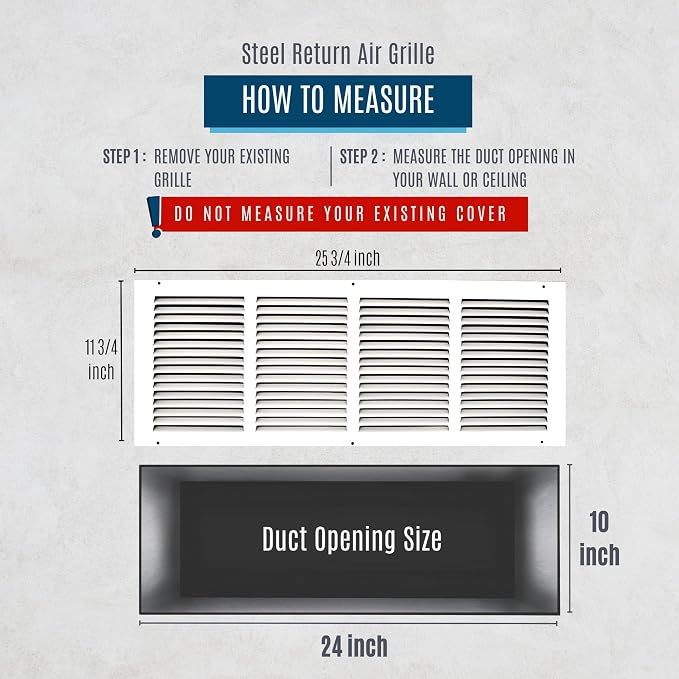 Fits 24x10 Duct Opening | Steel Return Air Grille by Handua | Vent Cover Grill - Image 3