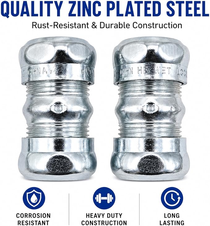 3/4 Inch EMT Compression Coupling Raintight Electrical Conduit Connector Zinc - Image 3