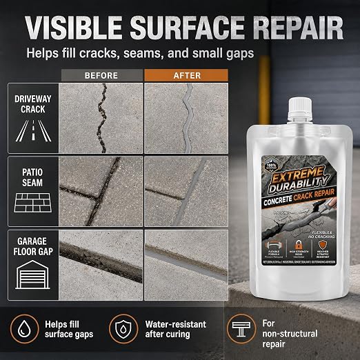 Concrete Crack Filler, 200ML Self Leveling Gray Repair Kit - Image 3