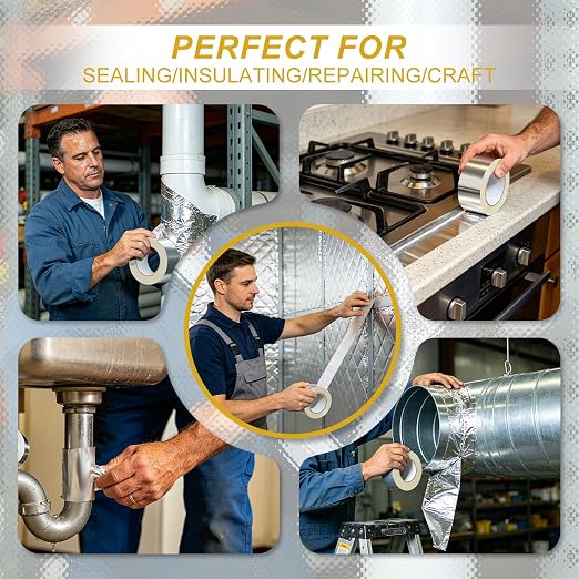 Aluminum Foil Tape, 4 in x 55 yd Heavy Duty Silver HVAC Tape | Aluminum High - Image 3
