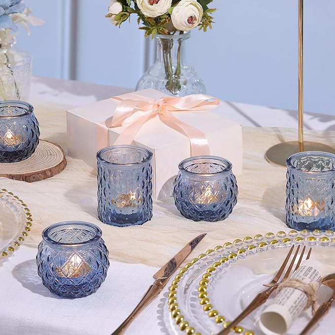 NITIME 12Pcs Assorted Blue Votive Candle Holders, Tea Lights Candle Holder - Image 5
