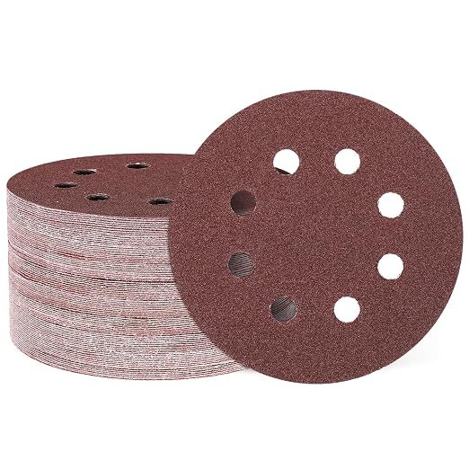 HARFINGTON 100 Pcs 5 Inch Sanding Discs 40 Grit Red Aluminum Oxide 8 Hole | by HARFINGTON