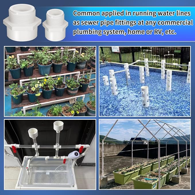 2Pcs White PVC Pipe Fittings, 4inch NPT Male Thread Pipe Fitting Adapter - Image 9