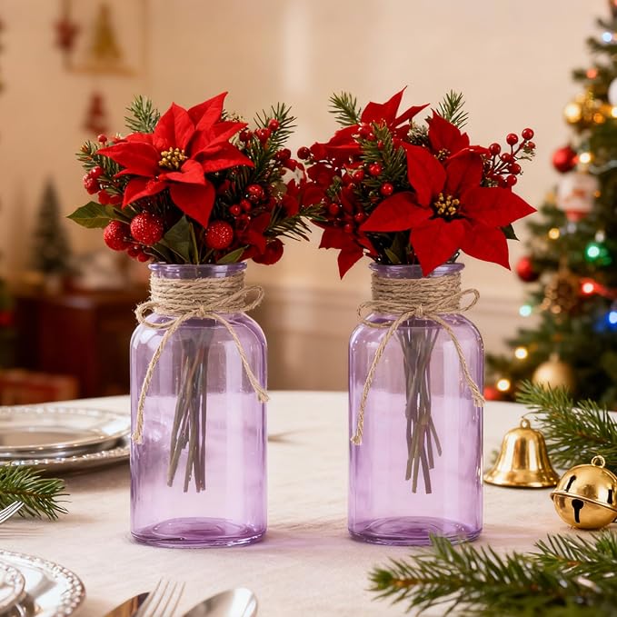 3 Pack Mason Jar Vases for Centerpieces, Wide Mouth Mason Jars - Image 7