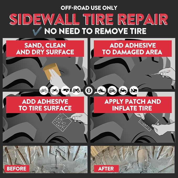 GlueTread SXS Sidewall Tire Repair Kit, Off Road UTV ATV Tire Patch Kit | Mends - Image 3