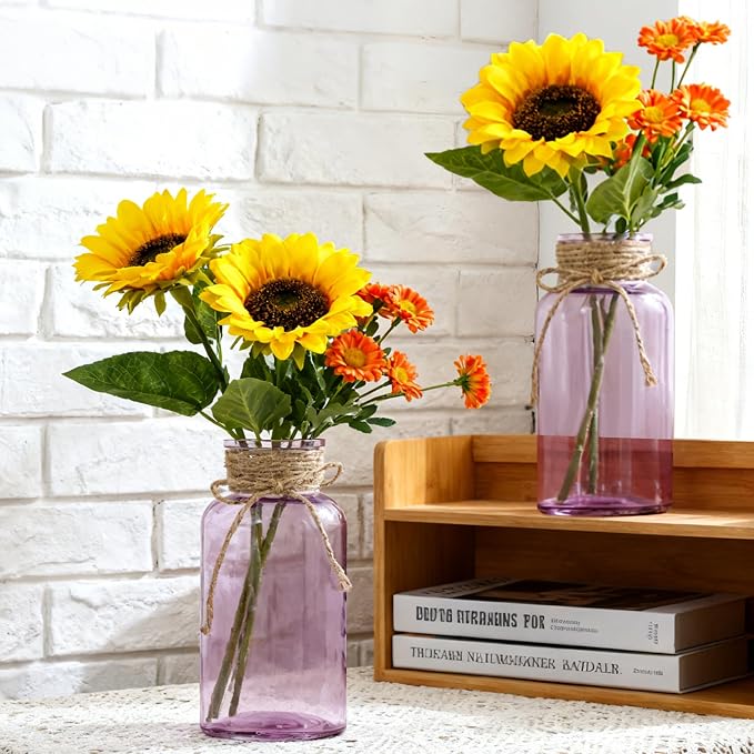3 Pack Mason Jar Vases for Centerpieces, Wide Mouth Mason Jars - Image 4