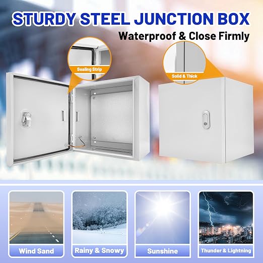 Electrical Junction Box 12x12x8, NEMA 4X IP66 Steel Enclosure Box | 1.5mm steel - Image 3