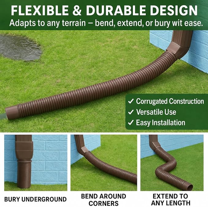 1 Pack Brown Rain Gutter Downspout Extensions, Gutter Extender - Image 4