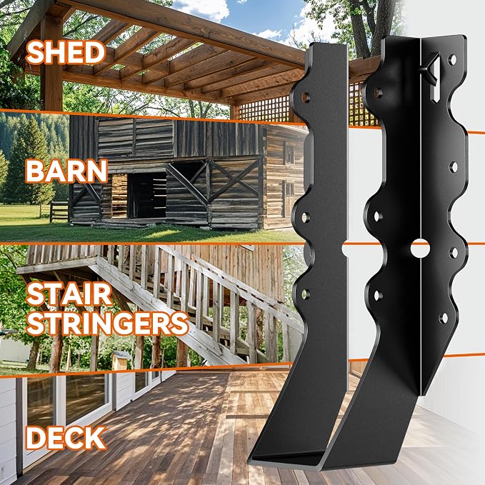 50 Pcs Black Joist Hangers 2x8, 18 Gauge Rafter Brackets, Hurricane Straps - Image 7