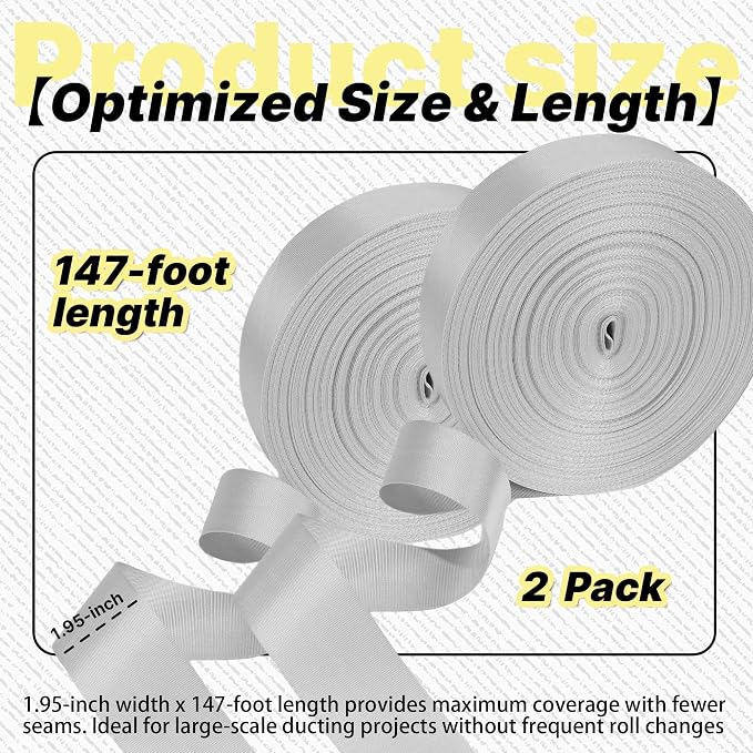 2 Pack Heavy Duty Duct Strap – 1.95 in x 147 ft Grey Nylon Strapping - Image 3