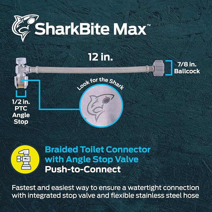 SharkBite Max 12 In. Stainless Steel Braided Toilet Connector - Image 2