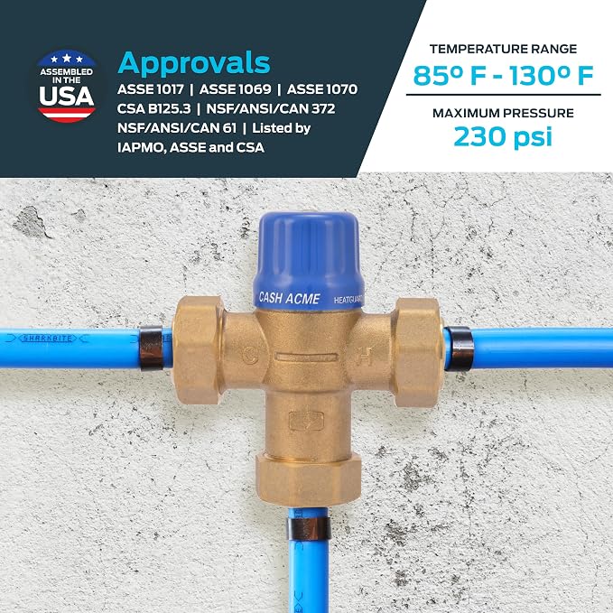 Cash Acme 1/2 Inch HG110 Crimp Thermostatic Mixing Valve - Image 4