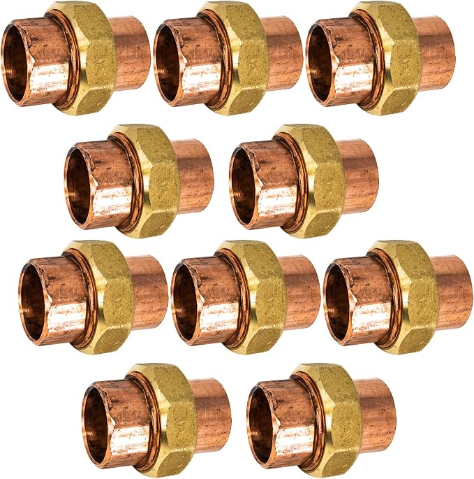 10-Pack 1-1/2 Inch Copper Union CxC Sweat Connection, Made in USA, Certified by PROCURU