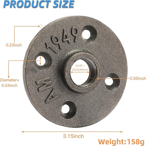 1/2" Heavy Duty Floor Flange, 40 Pack Malleable iron Pipe Flange - Image 2