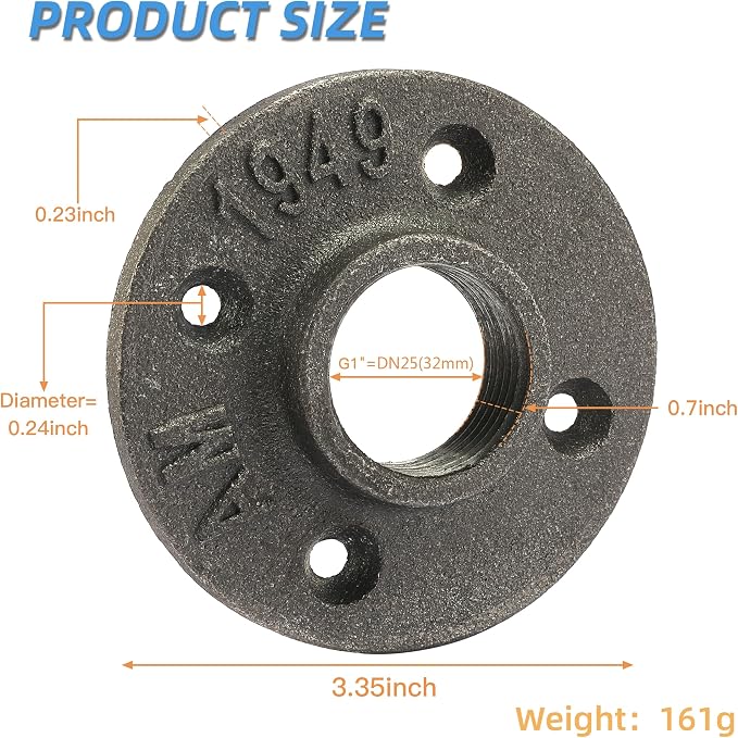 1" Heavy Duty Floor Flange, Home TZH 30 Pack Malleable iron Pipe Flange - Image 2