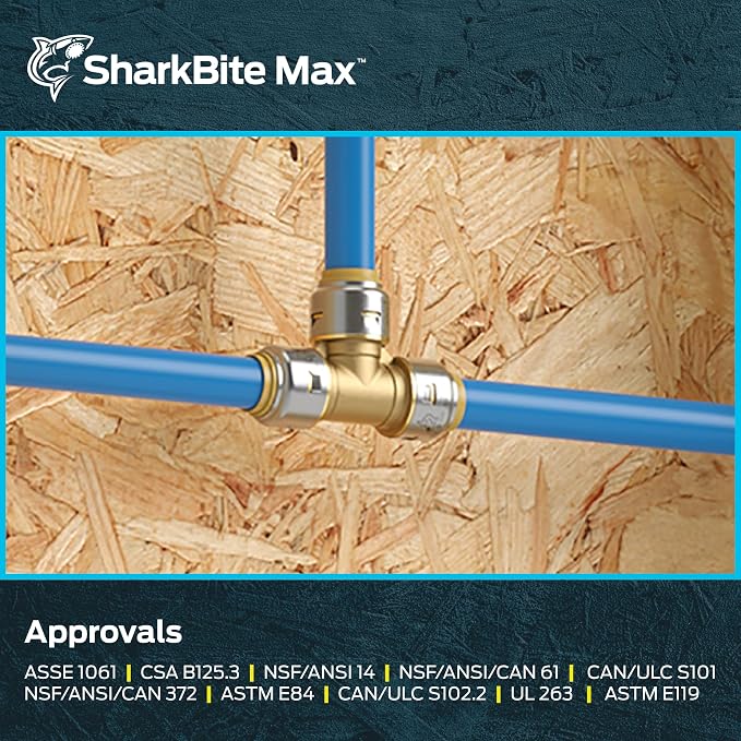 SharkBite Max 3/4 Inch Tee, Push to Connect Brass Plumbing Fitting - Image 6