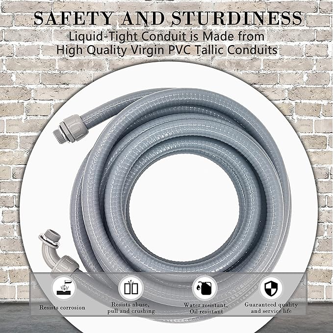 3/4inch 50 Foot Liquid-Tight Conduit Kit, Flexible Non Metallic Electrical - Image 4