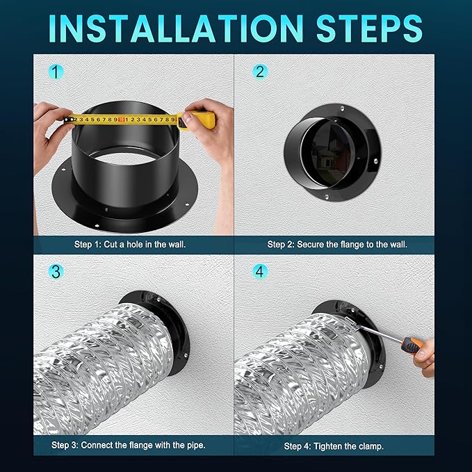 4 Inch Duct Connector, HG Power 100mm Plastic Straight Pipe Flange - Image 7