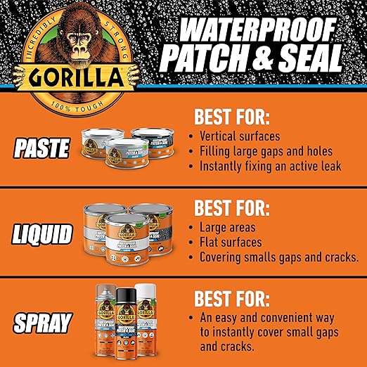 Gorilla Waterproof Patch & Seal Rubberized Sealant Paste, 12.8 oz Can | Stops - Image 5
