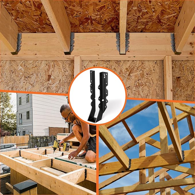 20 Pcs Black 2x10 Joist Hanger, LU210 18 Gauge Double Shear Face Mount Joist - Image 2