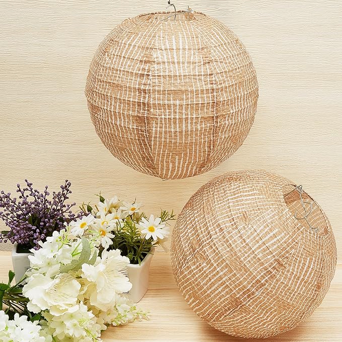 12 Pcs Print Burlap Paper Lanterns Classroom Decor, 10 Inch | Boho Hanging Decor - Image 4
