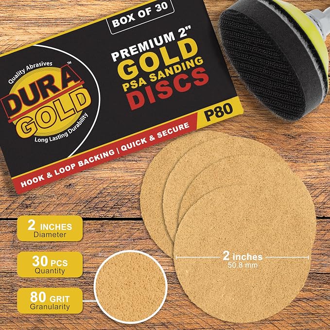 Dura-Gold Premium 2" Gold Hook & Loop Sanding Discs - Image 2