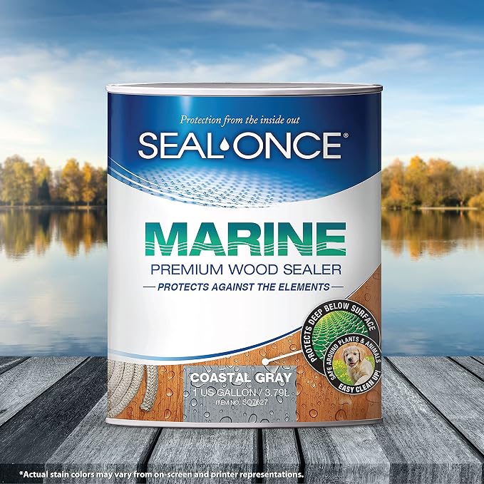 SEAL-ONCE Marine Ready Mix Wood Sealer and Stain, Coastal Gray, 1 Gallon | - Image 7