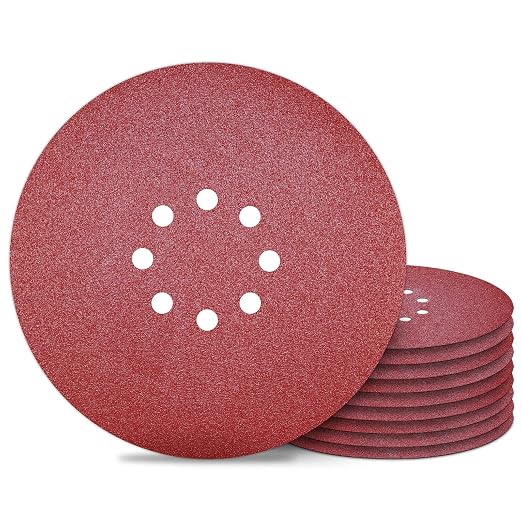 Awutzut 9 inch Sanding Discs 80 Grit 8 Holes Hook and Loop Sandpaper by Awutzut