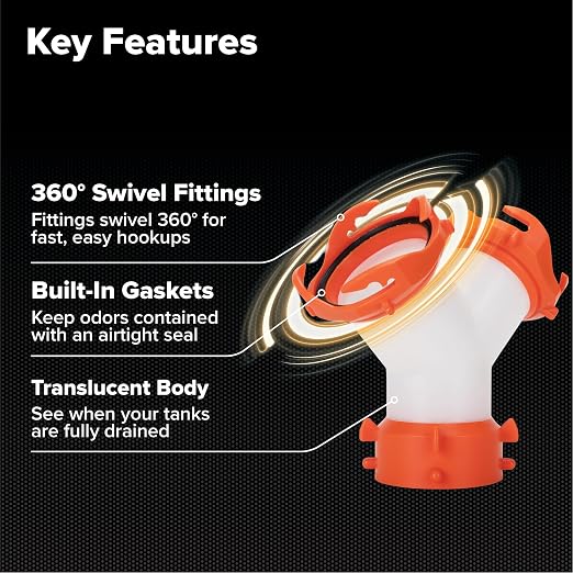 Camco RhinoFLEX Camper/RV Wye Sewer Hose Fitting | Features 360-Degree Swivel - Image 5