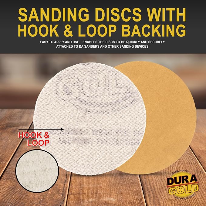 Dura-Gold - Premium - 320 Grit 3" Gold Hook & Loop Sanding Discs - Image 3