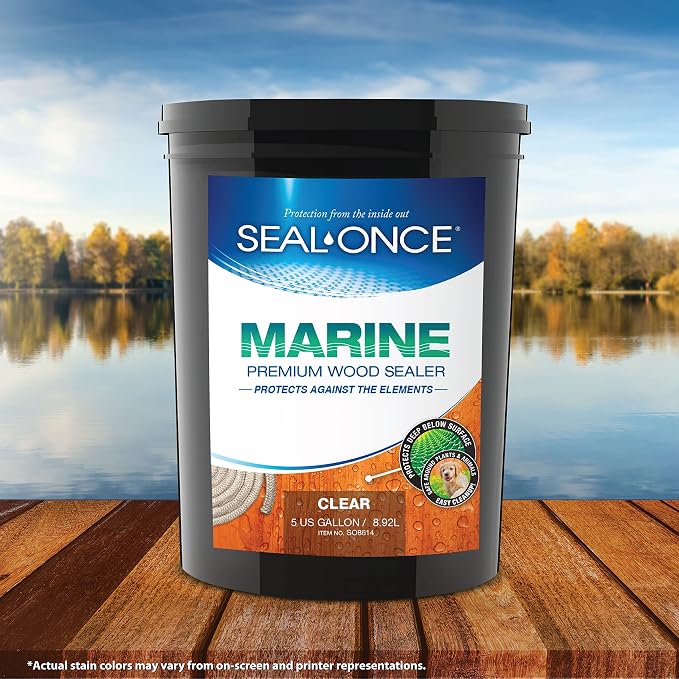 Seal-Once Marine Waterproof Wood Sealer and Stain, 5 Gallon | Premium Wood - Image 7