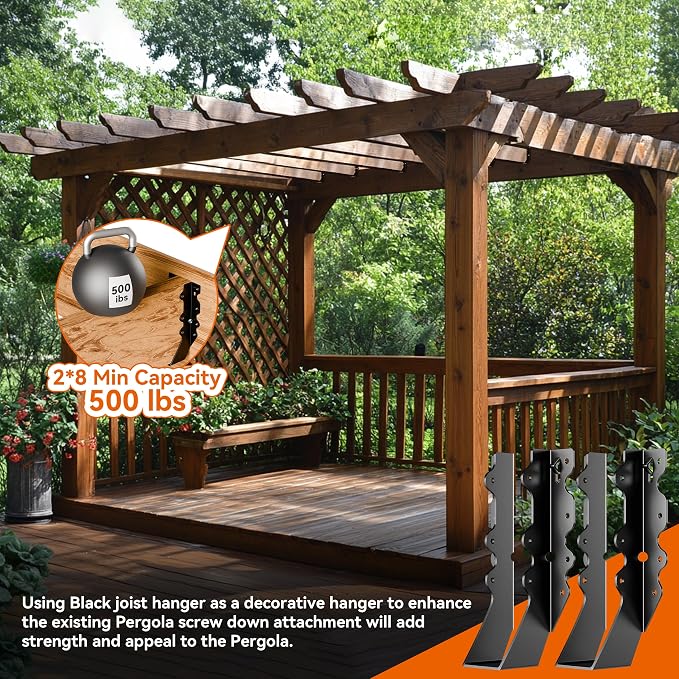 25 Pcs Black Joist Hangers 2x8, 18 Gauge Rafter Brackets, Hurricane Straps - Image 4