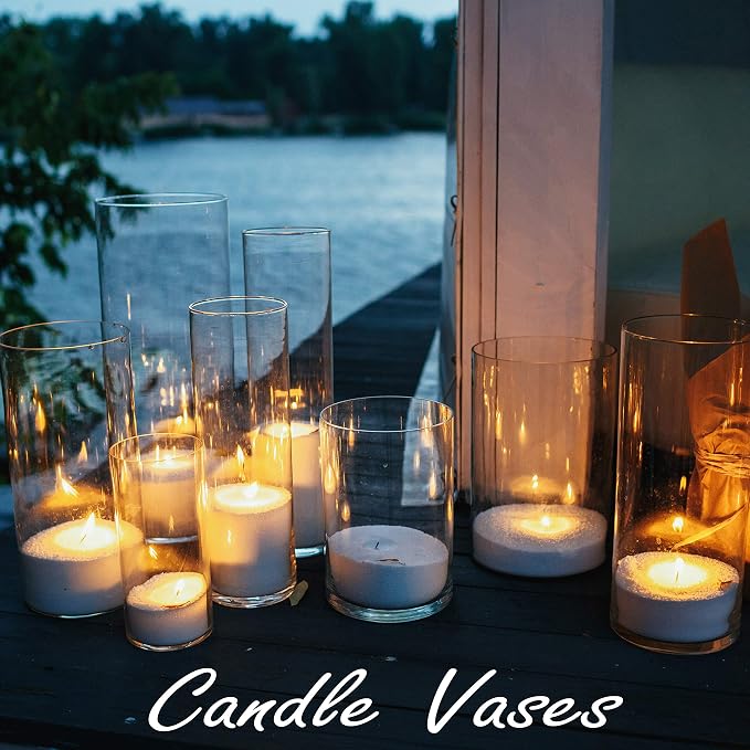 CYS Excel Clear Glass Cylinder Vase | Multiple Size Choices Glass Flower Vase - Image 6