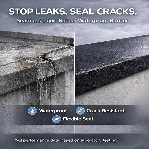 Black Liquid Rubber Waterproof Coating, 1 Quart | Industrial Grade Foundation & - Image 2