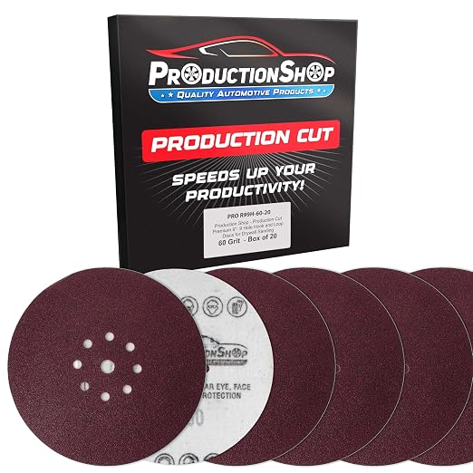 ProductionShop Premium 9" Red 9-Hole Pattern 60 Grit Sanding Discs, Box of 20 by ProductionShop