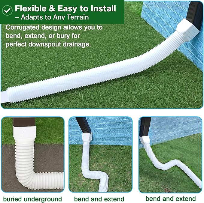1 Pack White-Rain Gutter Downspout Extensions, Gutter Extender - Image 5