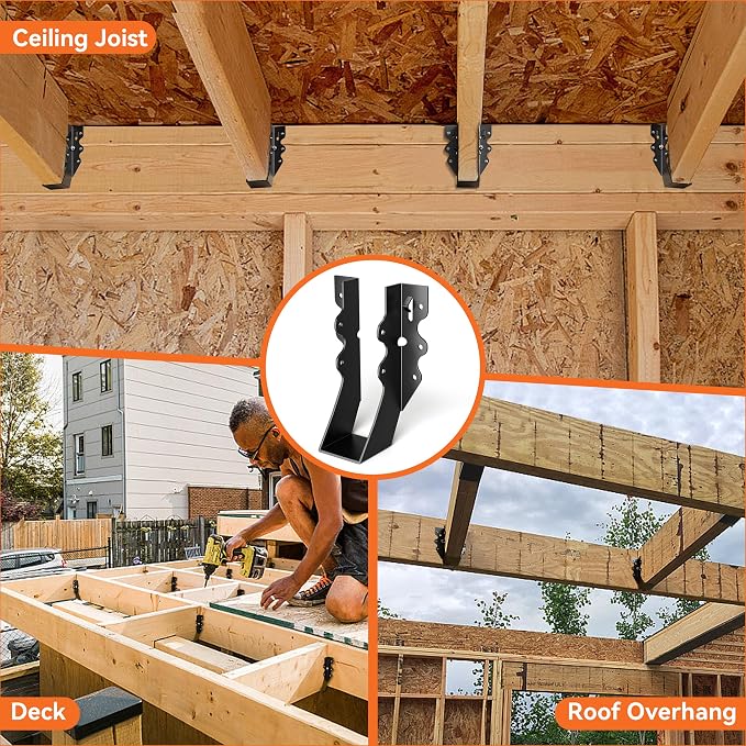 25 Pcs Black 2x6 Joist Hanger, LU26 18 Gauge Double Shear Face Mount Joist - Image 2