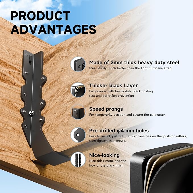 Black 2X10 Joist Hanger Heavy Duty 14 Gauge LU210 Black Face Mount Joist Hangers - Image 4