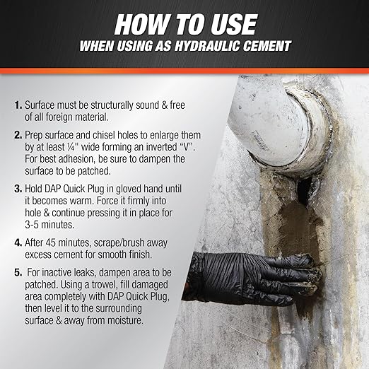 Dap 14086 Quick Plug 5 lb Hydraulic Cement - Image 3