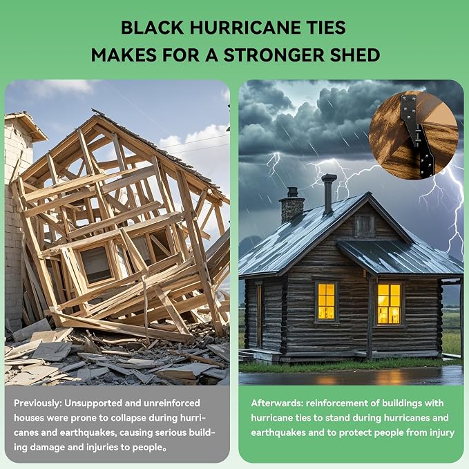 Black Hurricane Straps Tie Brackets, Hurricane Clips, 18-Gauge Hurricane Ties - Image 4