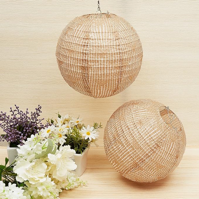 6 Pcs Print Burlap Paper Lanterns Classroom Decor, 8 Inch | Boho Hanging Decor - Image 4
