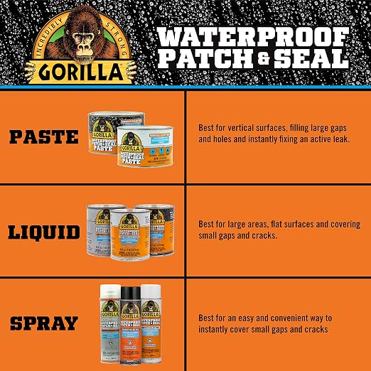 Gorilla Waterproof Patch & Seal Rubberized Sealant Paste, 1lb Can - Image 8