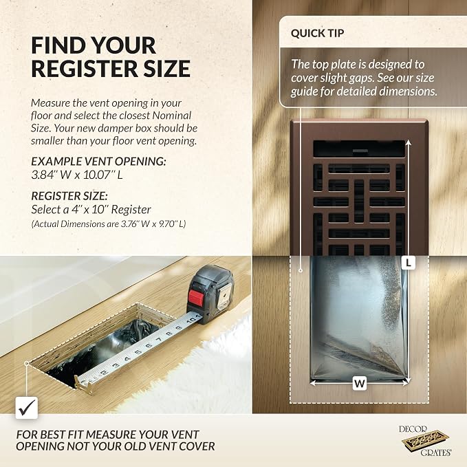 Decor Grates Metal Oriental Decorative Air Vent Cover 4x10 Floor Register – - Image 3
