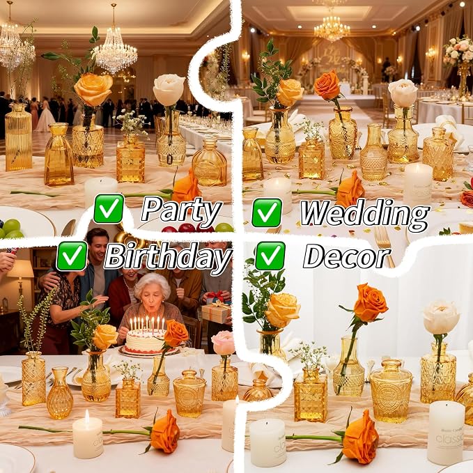 Clear Topaz Glass Bud Vase Set of 24 Pcs, Small Bud Vases in Bulk, Glass - Image 7
